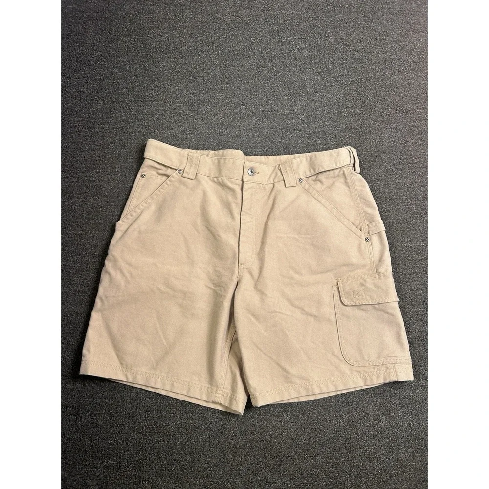Duluth Trading Cool Dry Fire Hose Cargo Shorts Tan Mens 40 Work Stretch Waist